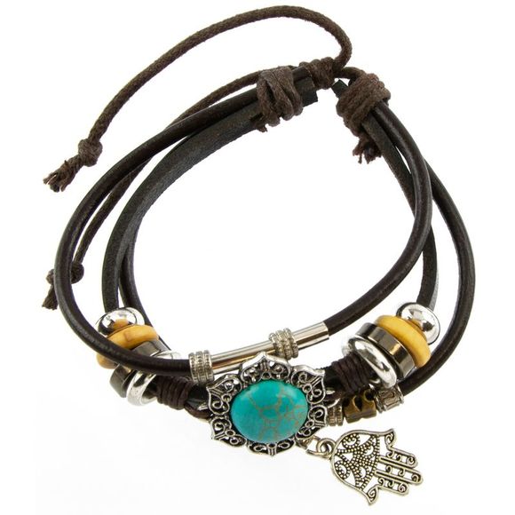 Canyon Sky Turquoise and Howlite Leather Strand Adjustable 2 PC Bracelet Set - Picture 3 of 7